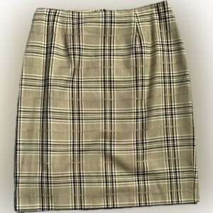 Plaid Skirt with liner, beige, brown, black, size 12 | Christy Girl